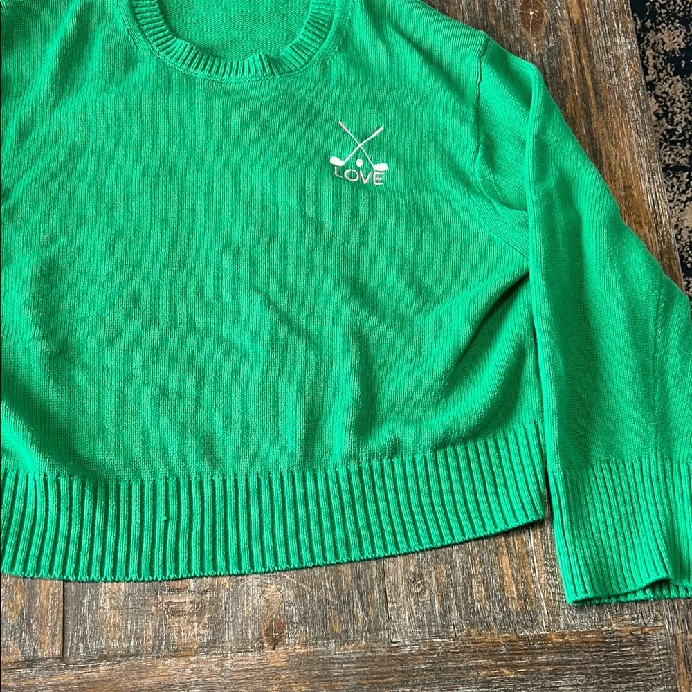 LOVE Crewneck Sweater in Emerald Green Golf Clubs